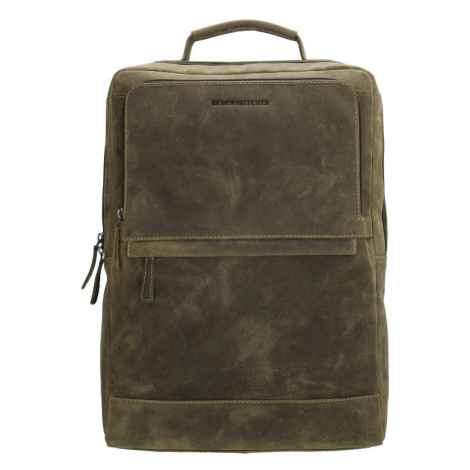 Hide & Stitches Zelený batoh na notebook z pravé kůže "Sirius" 12L