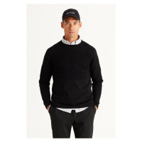 AC&Co / Altınyıldız Classics Men's Black Anti-pilling and Anti-Pilling Standard Fit Crew Neck Te