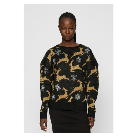 Dámský oversized vánoční svetr černo/zlatý Urban Classics