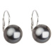 Stříbrné náušnice visací s perlou tmavě šedou kulaté 31144.3 dark grey