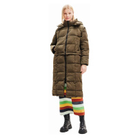 Bunda Desigual dámská, hnědá barva, zimní, oversize