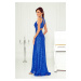 Modré flitrované šaty s rozparkem