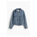 H & M - Krátká keprová bunda - modrá