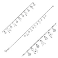 Náramek ze stříbra 925 - písmenka vytvářející nápis 
