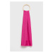 Vlněný šátek Boss růžová barva, vzorovaná