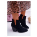 Women’s Boots On High Heel Spring Suede Leather Black Nicole 2430