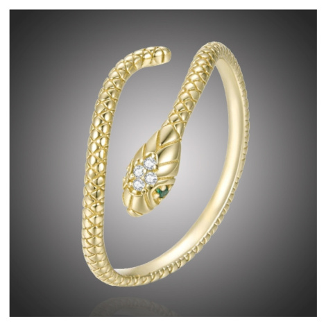 GRACE Silver Jewellery Stříbrný prsten Graceful Snake Gold, stříbro 925/1000, had P-SCR666-B Zla