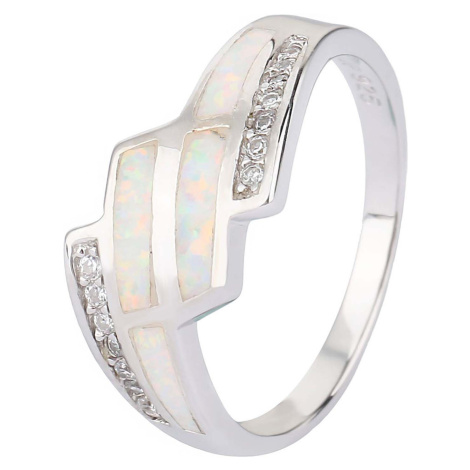 Stříbrný prsten KASKÁDA bílý OPÁL