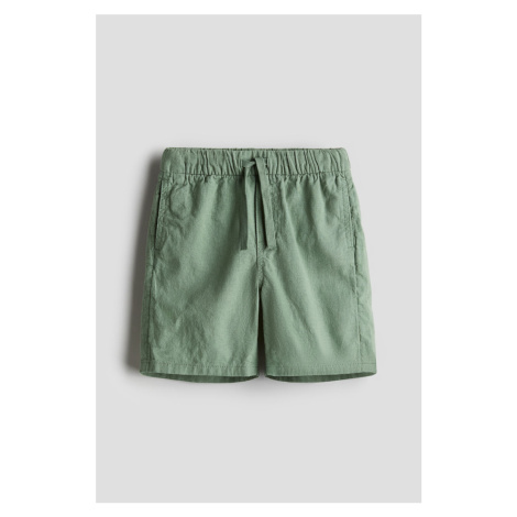 H & M - Natahovací šortky z lněné směsi - zelená H&M