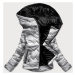Stříbrná prošívaná dámská bunda s kapucí (B9562)
