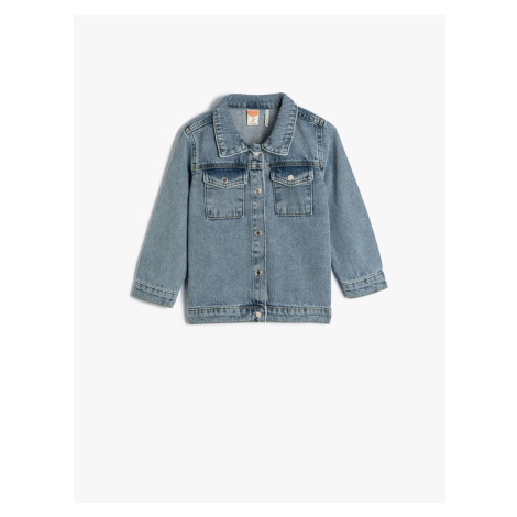 Koton Denim Jacket Long Sleeve Covered Front Pocket Cotton