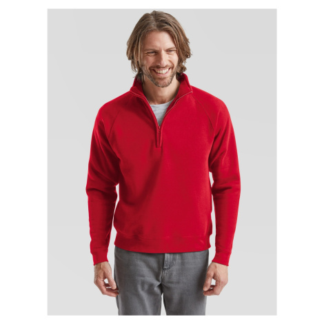 Red Men's Zip Neck Sweat Fruit of the Loom