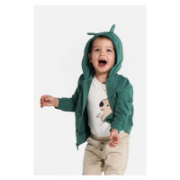 Dětská bavlněná mikina Coccodrillo zelená barva, s kapucí, hladká