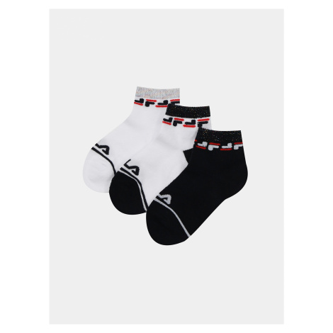 Sada tří párů holčičích ponožek v bílé a černé barvě FILA