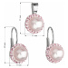 Sada šperků s krystaly Swarovski náušnice a přívěsek růžová perla kulaté 39091.3