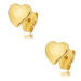 Náušnice ze žlutého 14K zlata - ploché zrcadlově lesklé nesouměrné srdce
