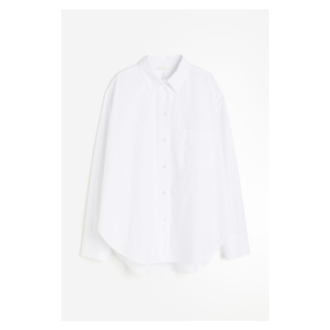 H & M - Oversized popelínová košile - bílá H&M
