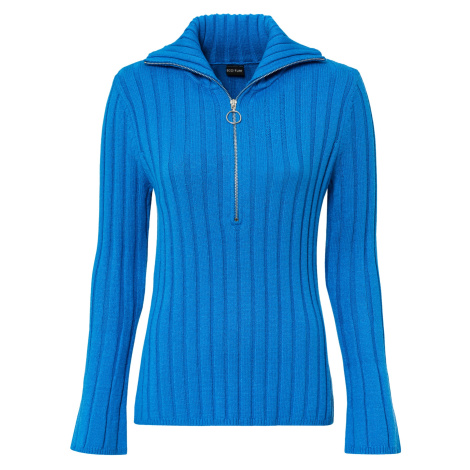 Bonprix BODYFLIRT žebrovaný svetr se zipem Barva: Modrá, Mezinárodní