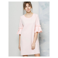 La Diva dress decorated with sleeves with wide pleats pink