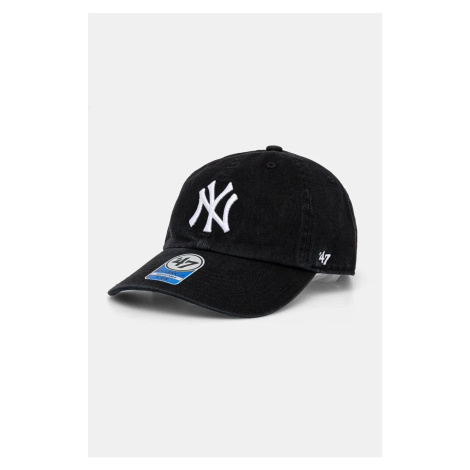 Dětská bavlněná kšiltovka 47 brand MLB New York Yankees černá barva, s aplikací, B-NLRGW17GWS-BK