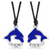 Dva náhrdelníky pro přátele, modří průhlední delfíni, BEST FRIEND