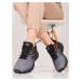 Designové trekingové boty šedo-stříbrné dámské bez podpatku