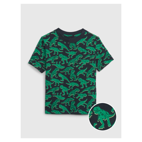 Černo-zelené klučičí tričko s motivem dinosaurů GAP