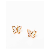 Earrings with enamel butterfly white