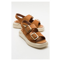 LuviShoes FURIS Women's Sandals with Tan and Suede Genuine Leather.