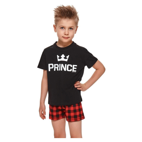 Krátké chlapecké pyžamo Prince černé dn-nightwear