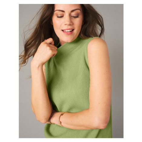 Blancheporte Žebrovaný pulovr bez rukávů zelenkavá
