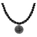 Manoki Pánský korálkový náhrdelník Diego Black - přírodní onyx, větrná růžice WA576B Černá 50 cm