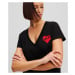 Tričko karl lagerfeld hearts v-neck t-shirt black