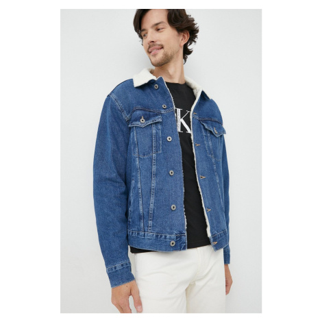 Džínová bunda Pepe Jeans pánská, tmavomodrá barva, přechodná