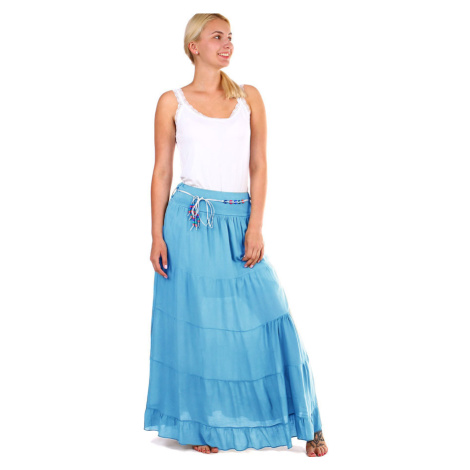Dámská jednobarevná maxi sukně s korálkovým páskem
