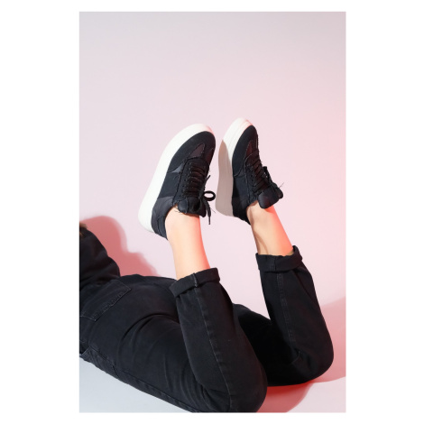 LuviShoes JOSE Black Denim Women's Sports Sneakers