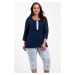 Dámské pyžamo Italian Fashion Allison - třičtvrteční bavlněné Tmavěmodrá-modrá