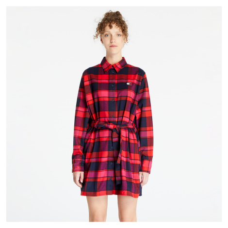TOMMY JEANS Check Mid Thigh Shirt Dress Red Tommy Hilfiger