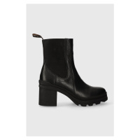 Kožené kotníkové boty Charles Footwear Melby dámské, černá barva, na podpatku, Melby