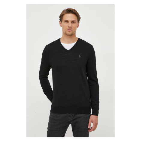 Vlněný svetr Polo Ralph Lauren pánský, černá barva, lehký