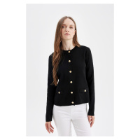 DEFACTO Crew Neck Basic Plain Buttoned Pocket Knitwear Cardigan