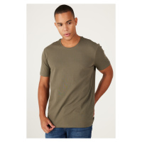 ALTINYILDIZ CLASSICS Men's Khaki 360 Degree All-Directional Stretch Slim Fit Crew Neck T-Shirt