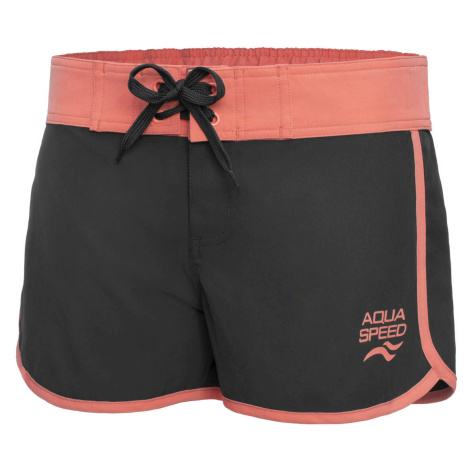 AQUA SPEED Plavecké šortky Viki Graphite/Coral Pattern 36