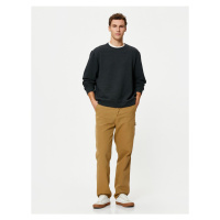 Koton Basic Sweater Crew Neck Long Sleeve with Fabric Detail