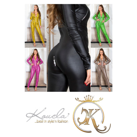 Sexy Koucla Wetlook Jumpsuit with Zips Style fashion
