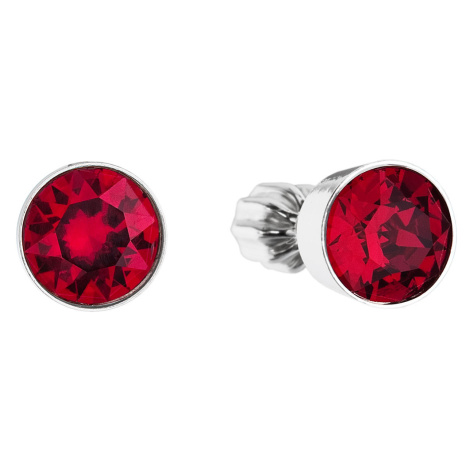 Evolution Group Stříbrné náušnice pecka se Swarovski krystaly červené kulaté 31113.3 ruby