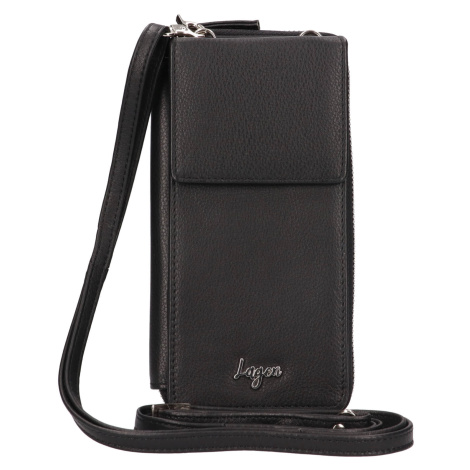 Dámská kožená peněženko-kabelka na mobil Lagen Alexa - černá