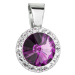 Stříbrný přívěsek s křišťály Preciosa fialový kulatý 34251.3 Amethyst