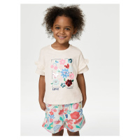 Krémové holčičí tričko s flitry Marks & Spencer