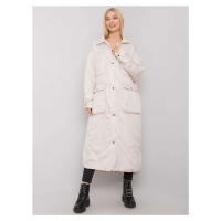 Light beige long women's quilted jacket